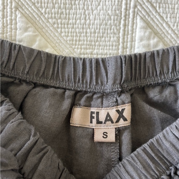 Flax Charcoal Gray Wide Leg Linen Pants - Picture 2 of 4